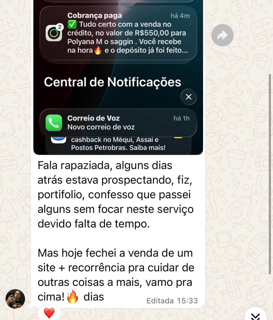 Print de prova social de aluno do curso
